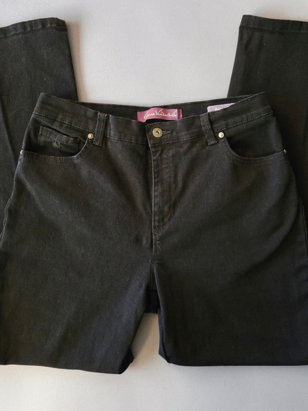 Gloria Vanderbilt Black High Rise Straight Leg Jeans for Women 12